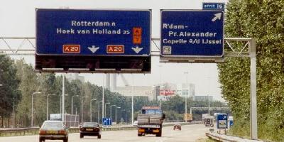Roadsign on A20, north of Rotterdam